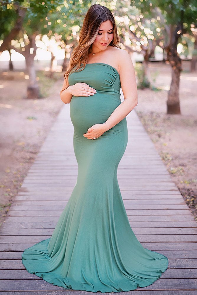 one shoulder pregnancy gown
