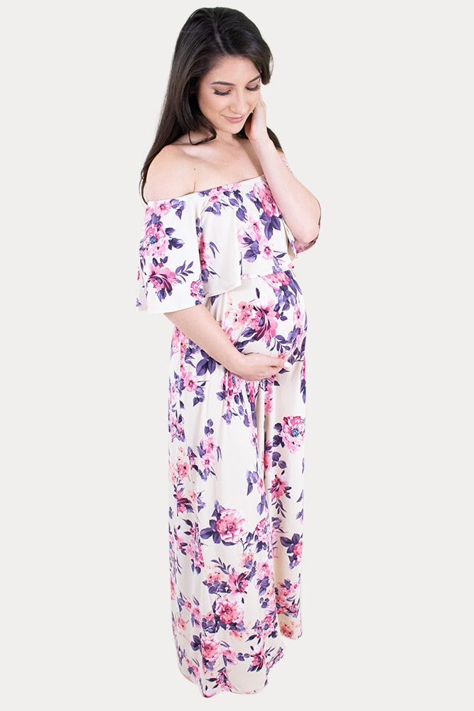 off the shoulder pregnancy maxi dress
