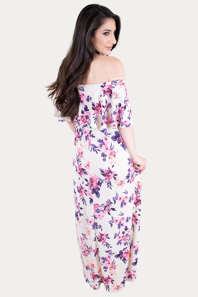 off the shoulder pregnancy maxi dress