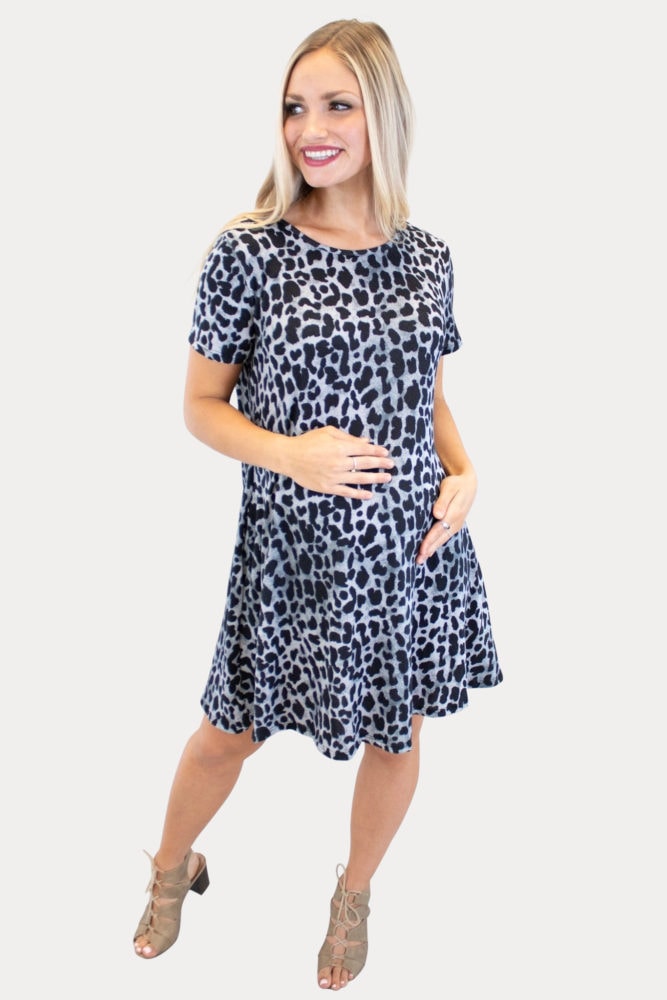 Black and White Leopard Maternity Dress