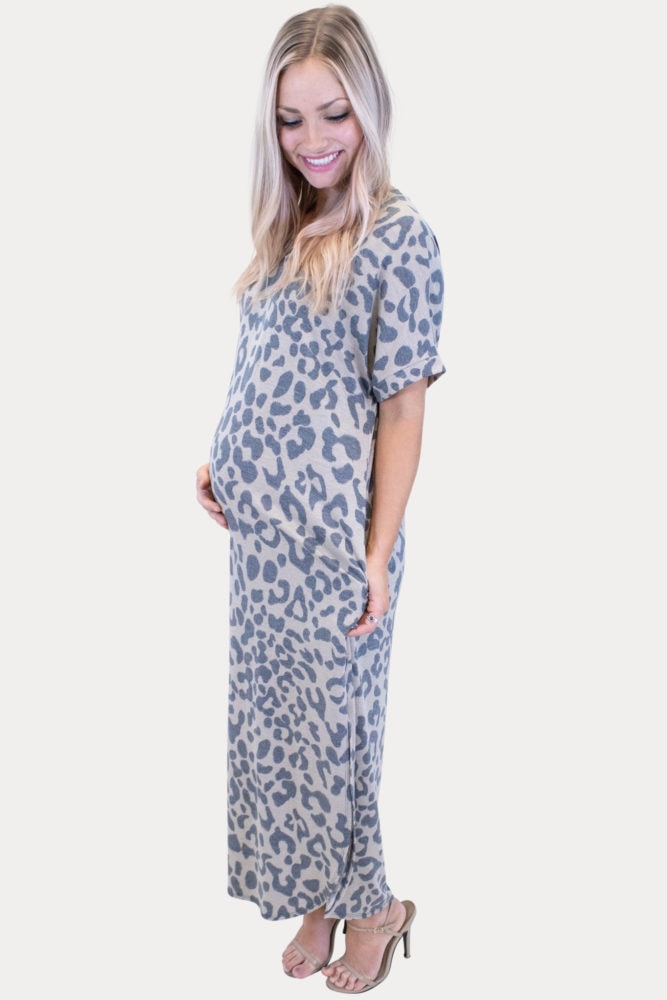 leopard maternity maxi