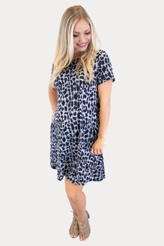 Black and White Leopard Maternity Dress