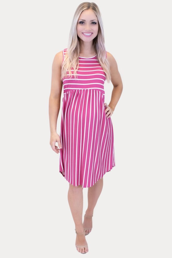 pink striped maternity dress