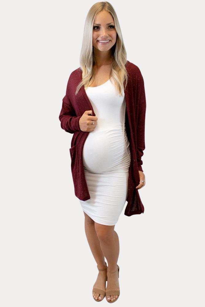 Burgundy maternity kimono