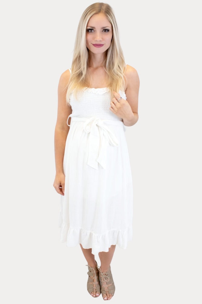 maternity dress with a tied bow