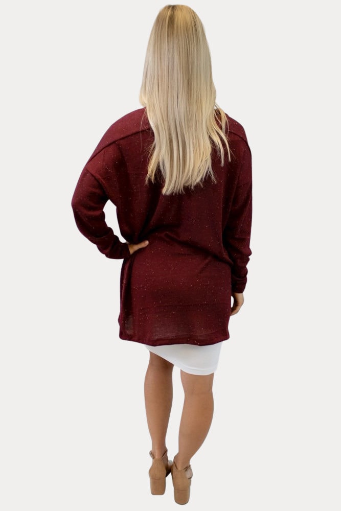 Burgundy maternity kimono