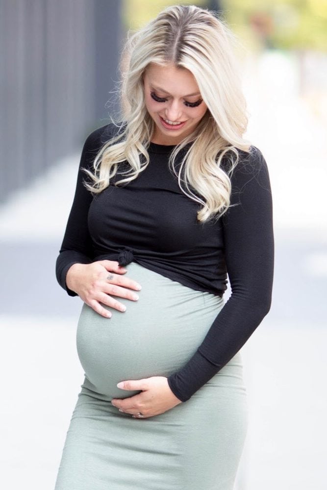black maternity crop top