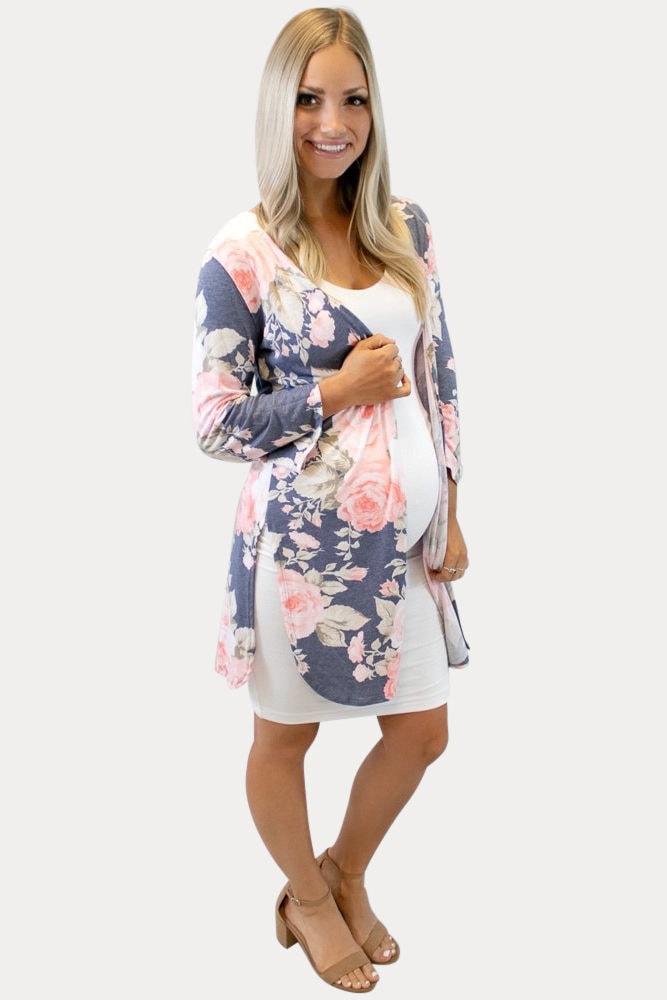 pink rose maternity kimono