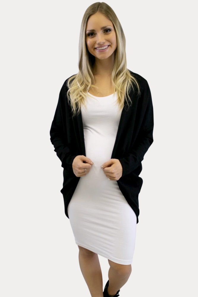 black knit maternity kimono