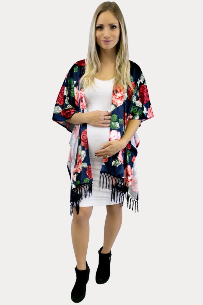 floral velvet kimono
