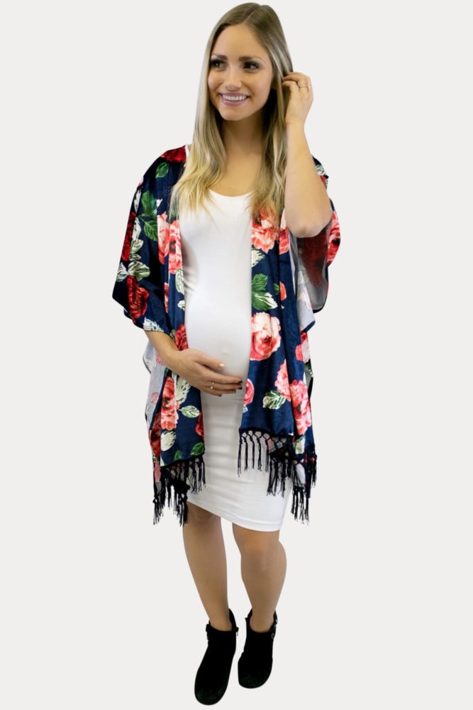 floral velvet kimono
