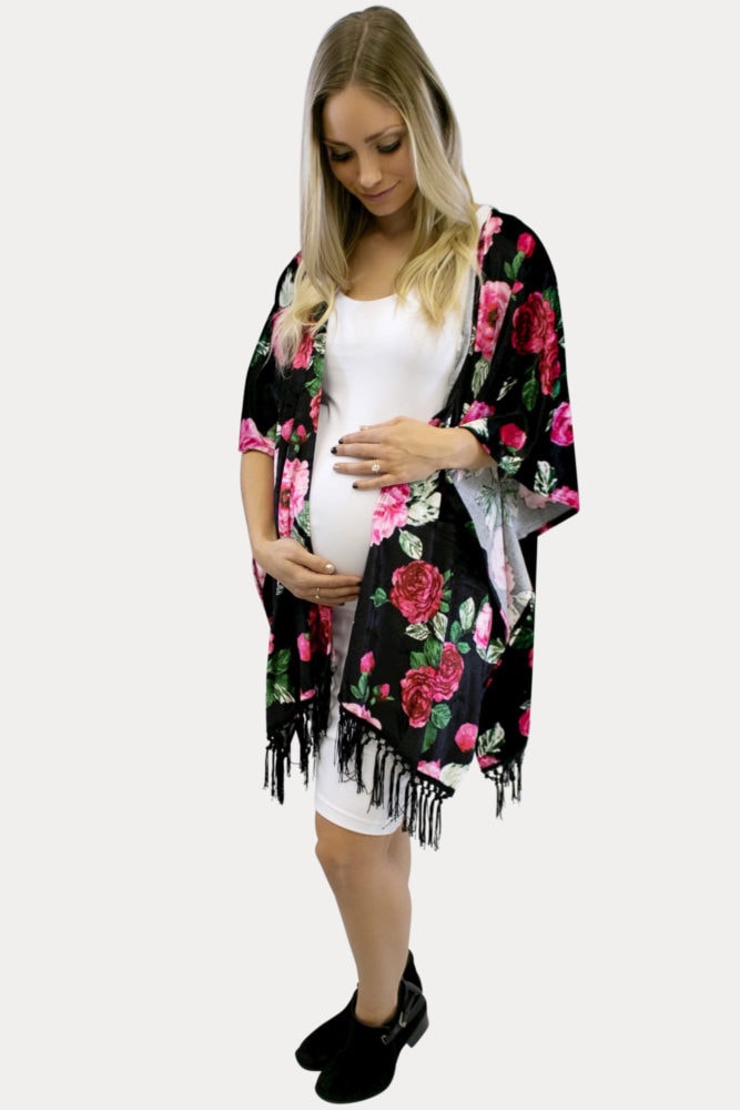 floral velvet maternity kimono