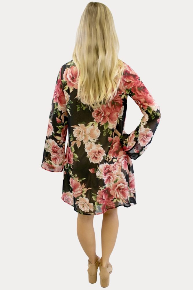 Charcoal Floral V-Neck maternity dress