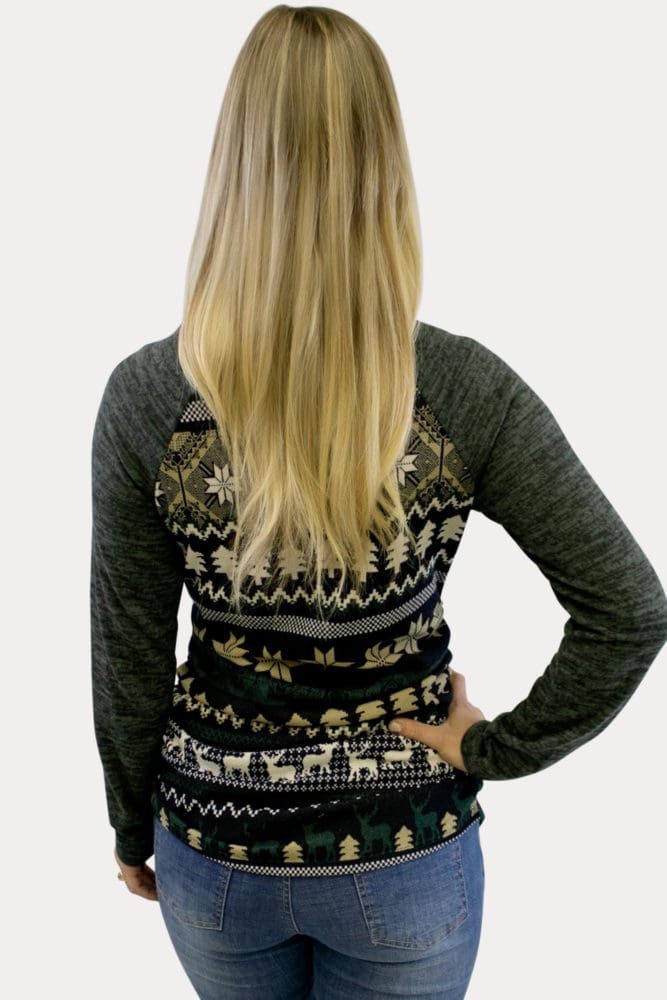 olive long sleeve holiday tee