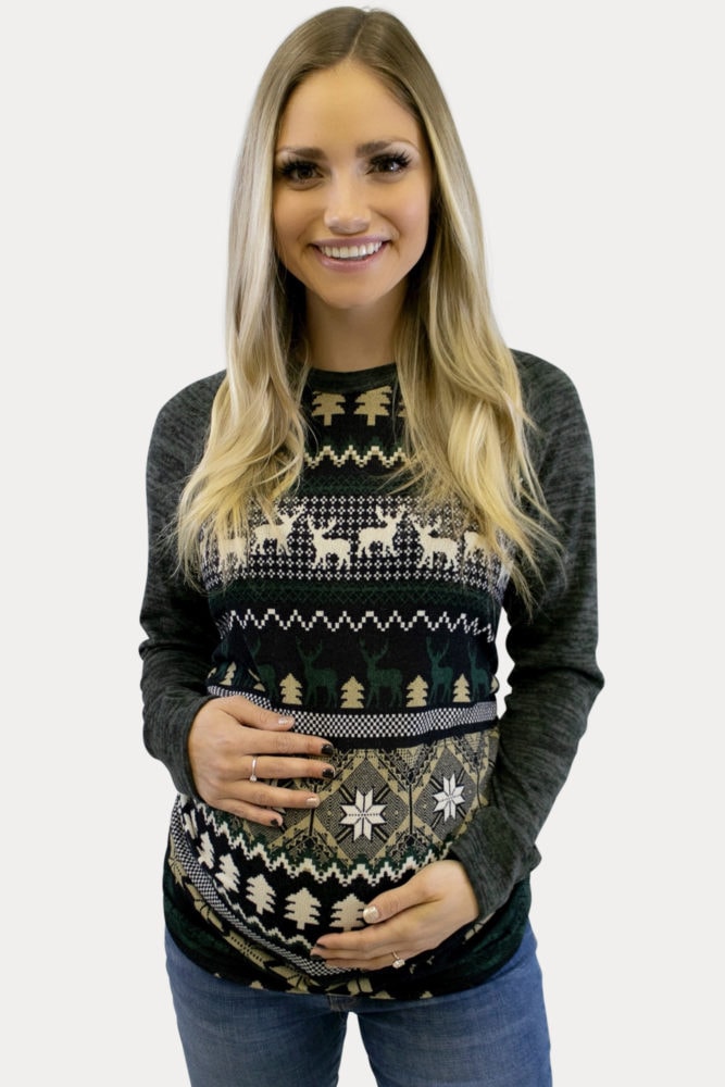 color block holiday maternity tee
