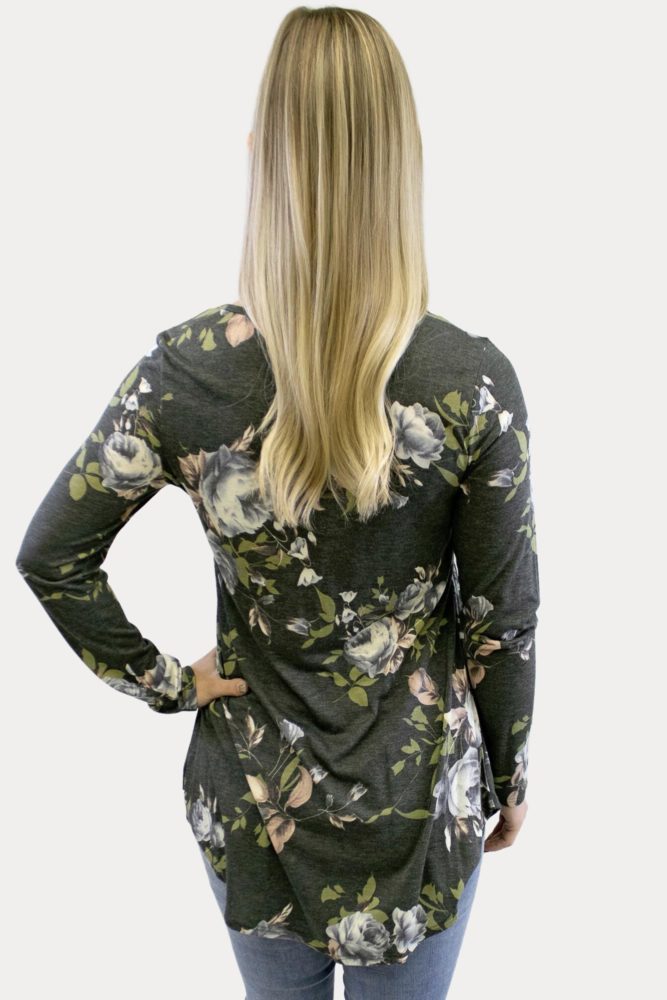 floral button maternity top