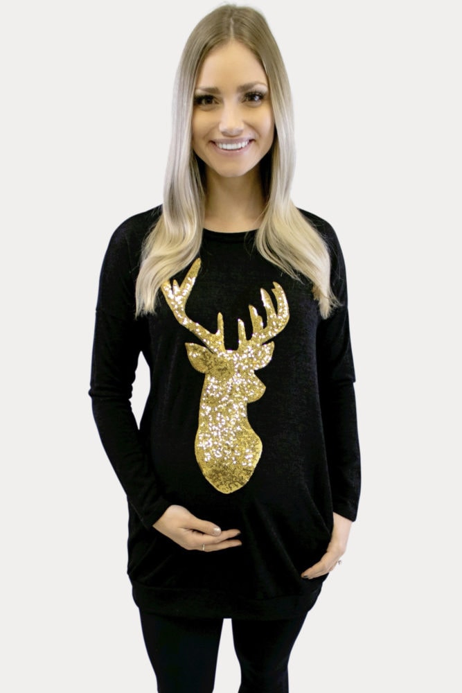 Lightweight Reindeer Maternity Sweater