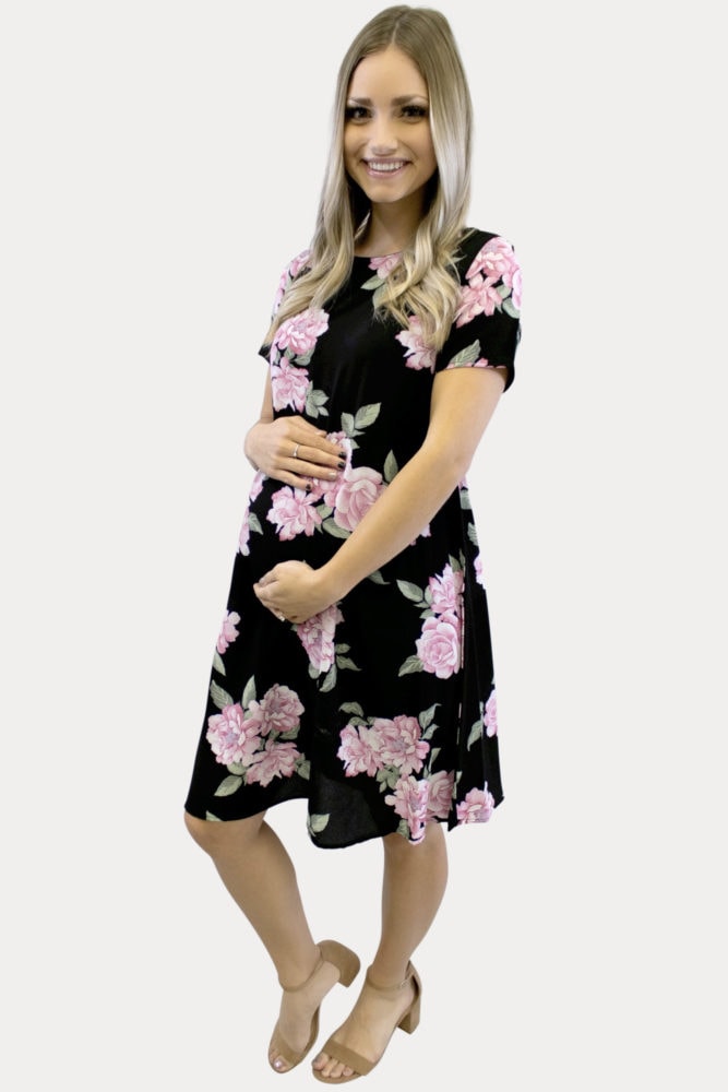 black floral pregnancy dress