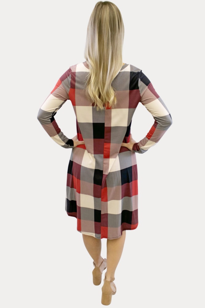 red plaid maternity dress