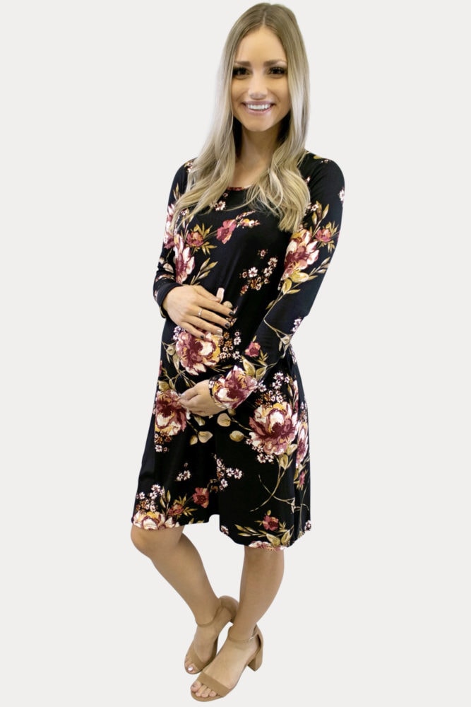 Floral black pregnancy dress