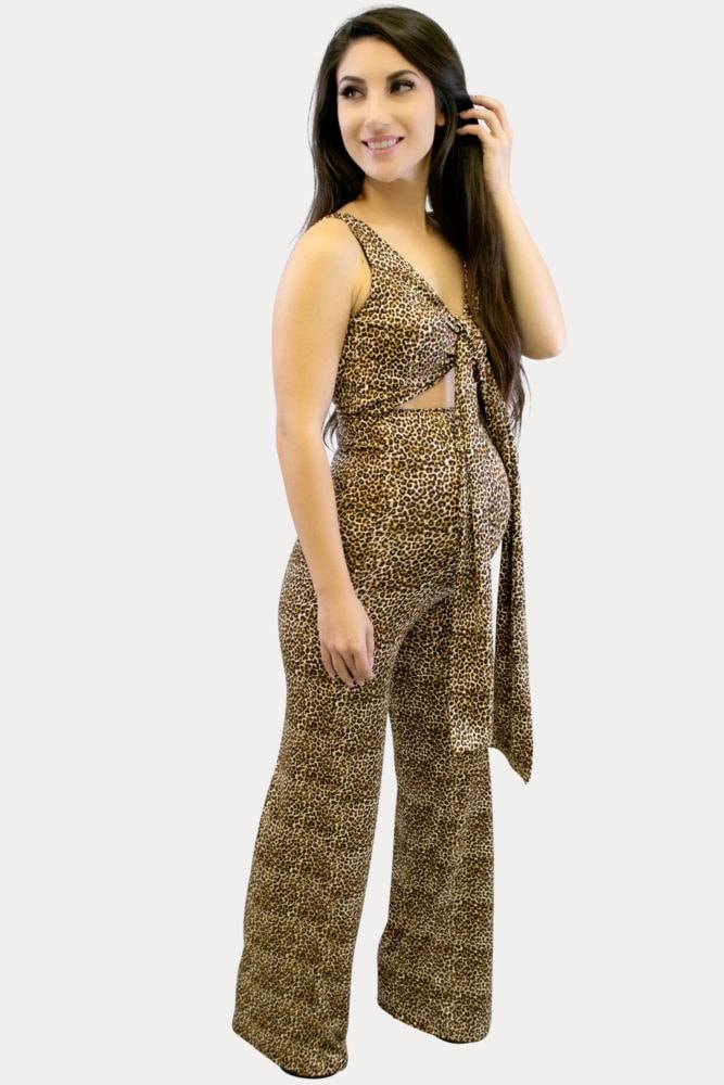 leopard maternity jumpsuit