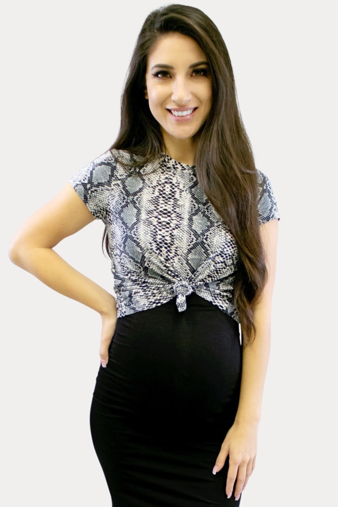 snake print maternity crop