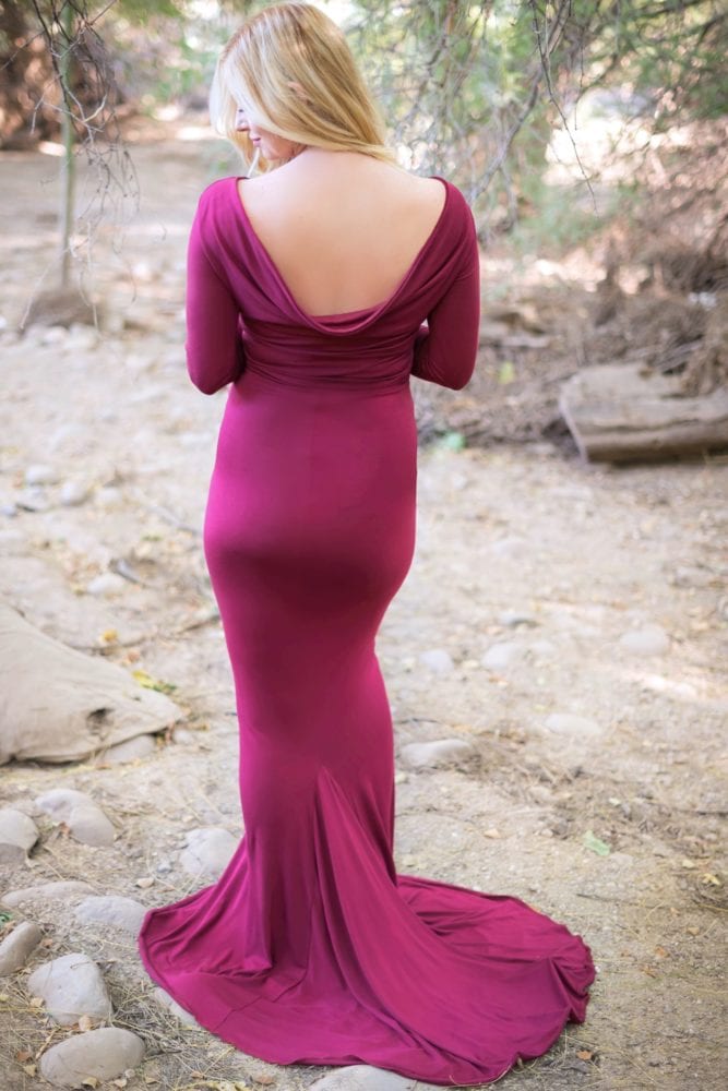cowl back maternity gown