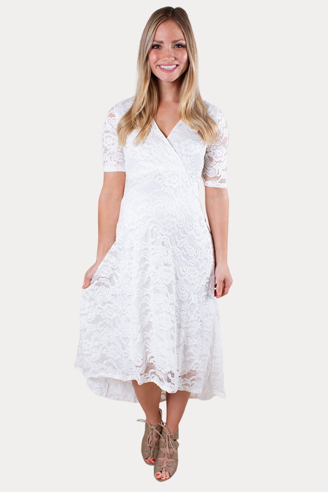 short sleeve lace maternity dress