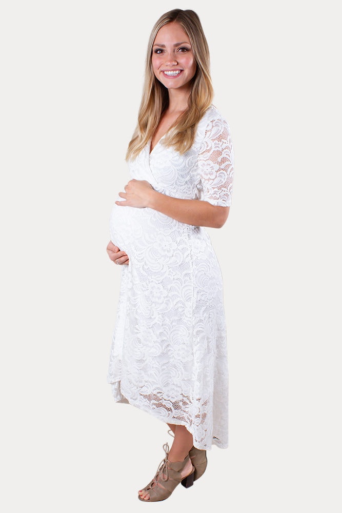 short sleeve lace maternity dress