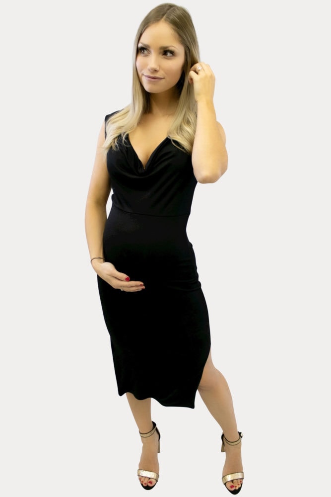 cowl neck maternity dress