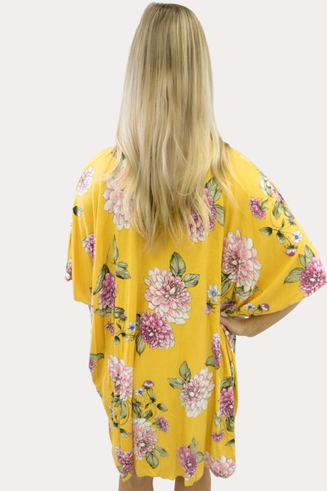 floral mustard maternity kimono