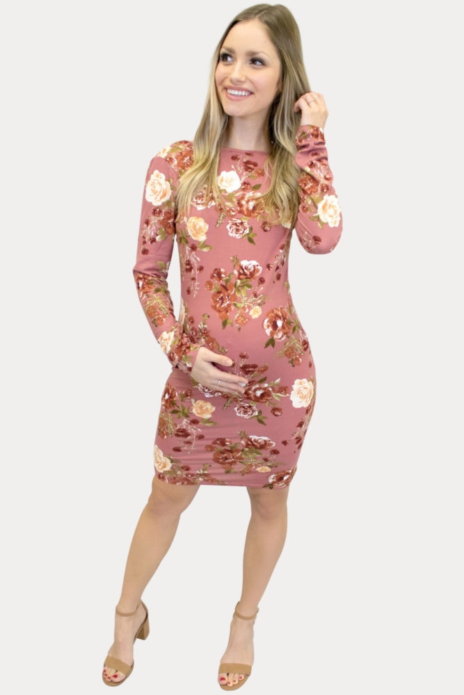 floral mauve maternity dress