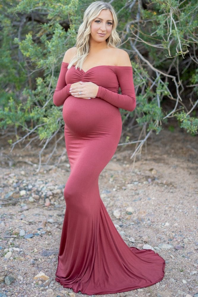 maternity gown with long sleeves