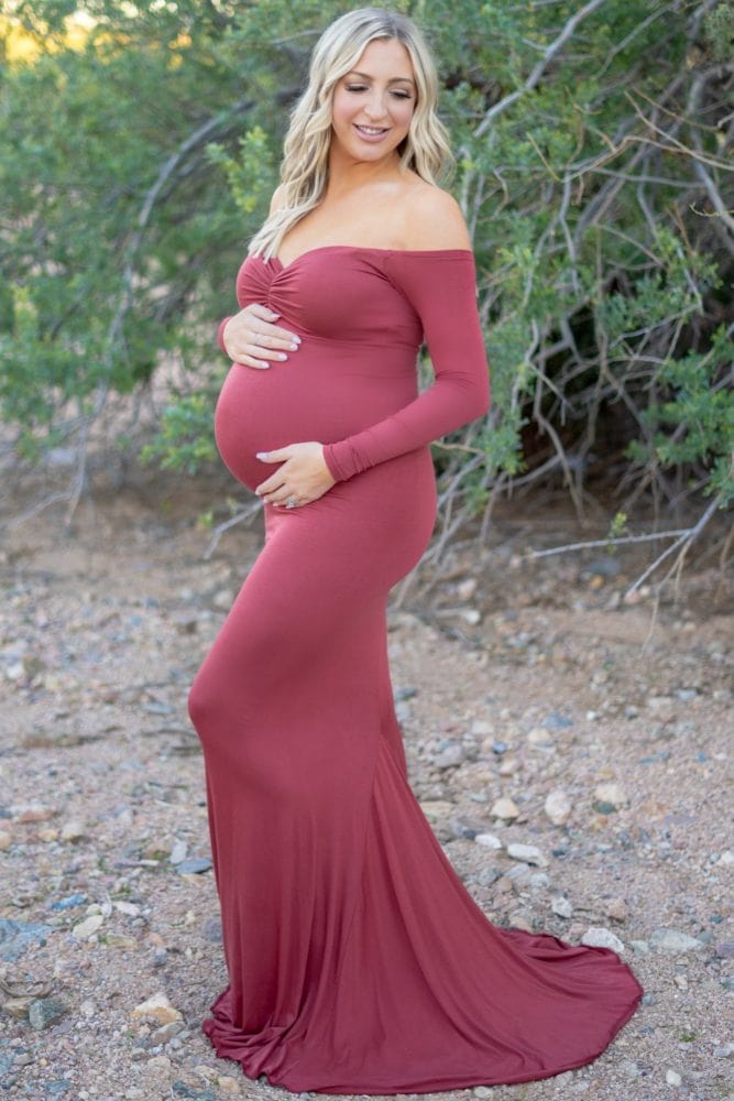 maternity gown with long sleeves