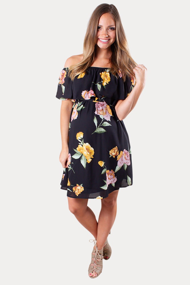 black floral maternity dress