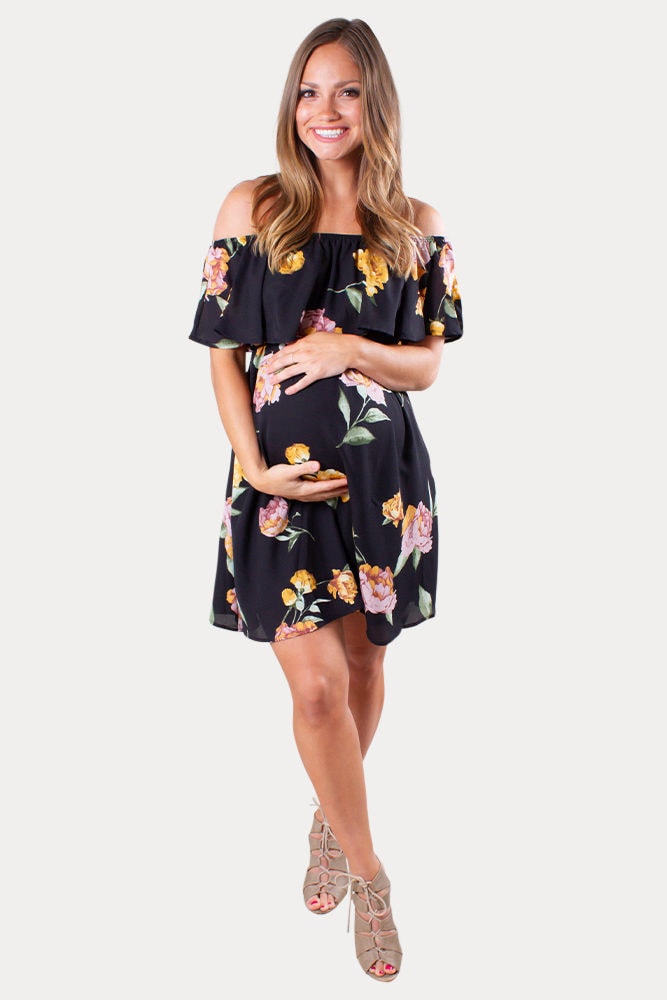 black floral maternity dress
