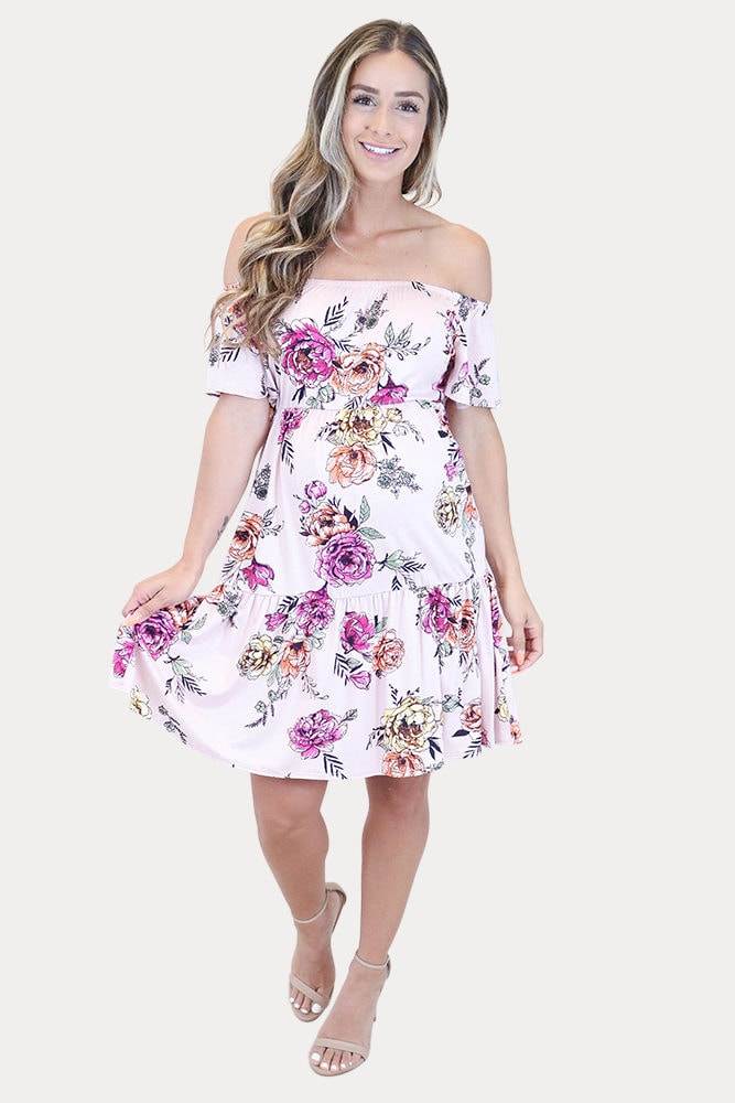 maternity mini dress with flowers