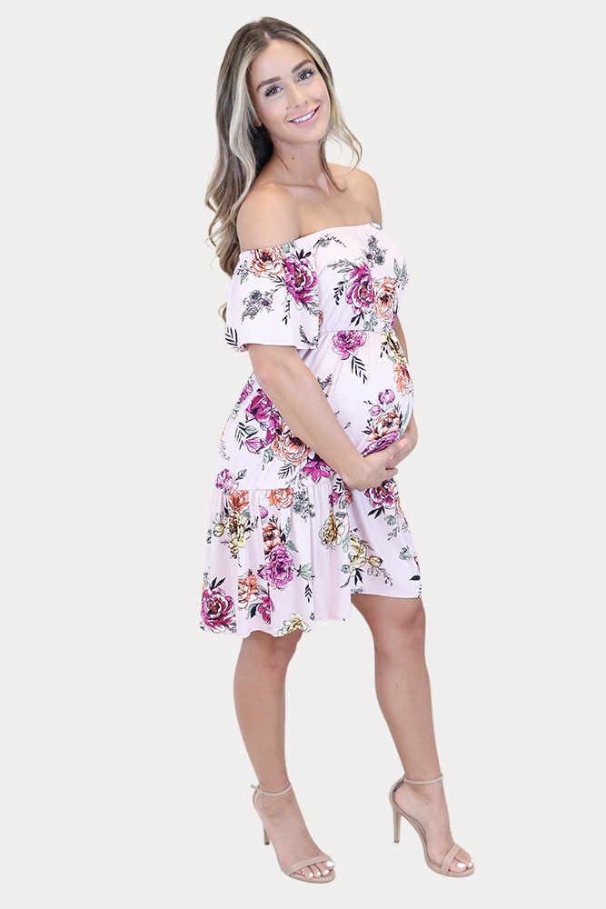 maternity mini dress with flowers