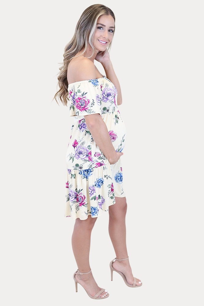 pregnancy mini dress with flowers