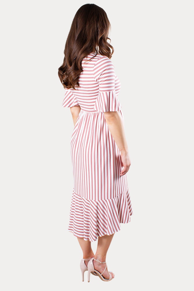 striped midi maternity dress