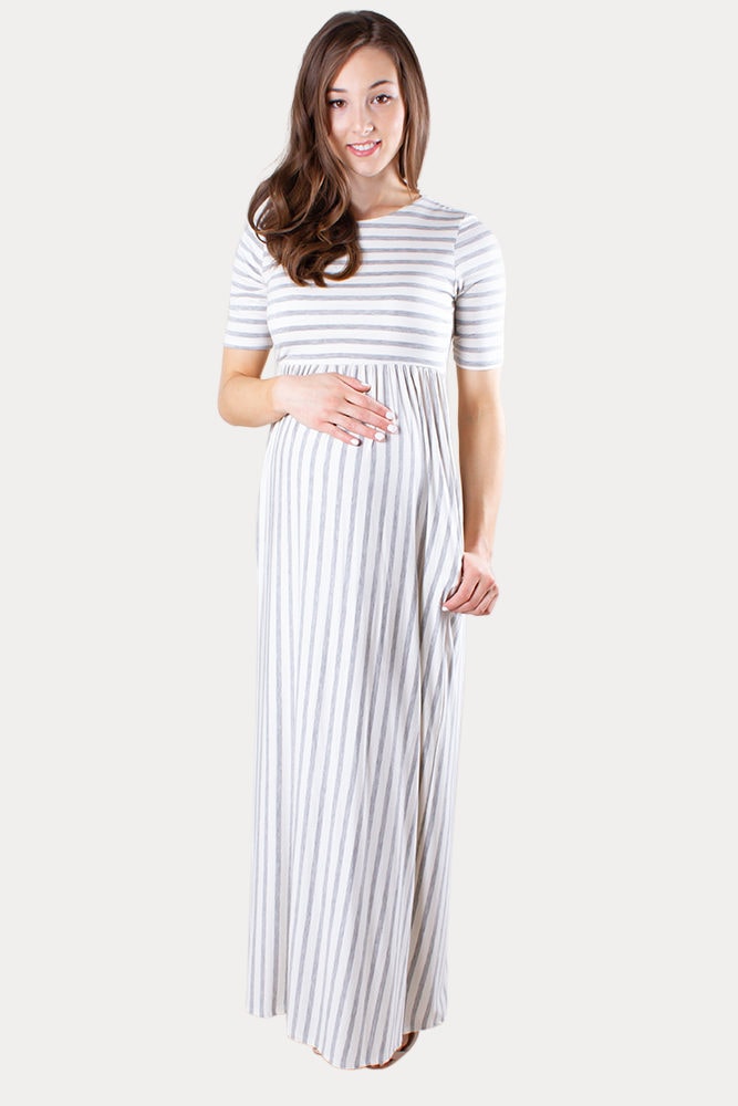 striped maternity maxi