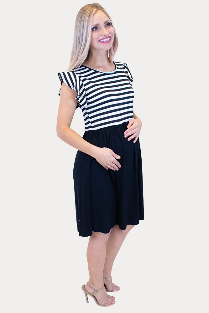 black striped maternity dress
