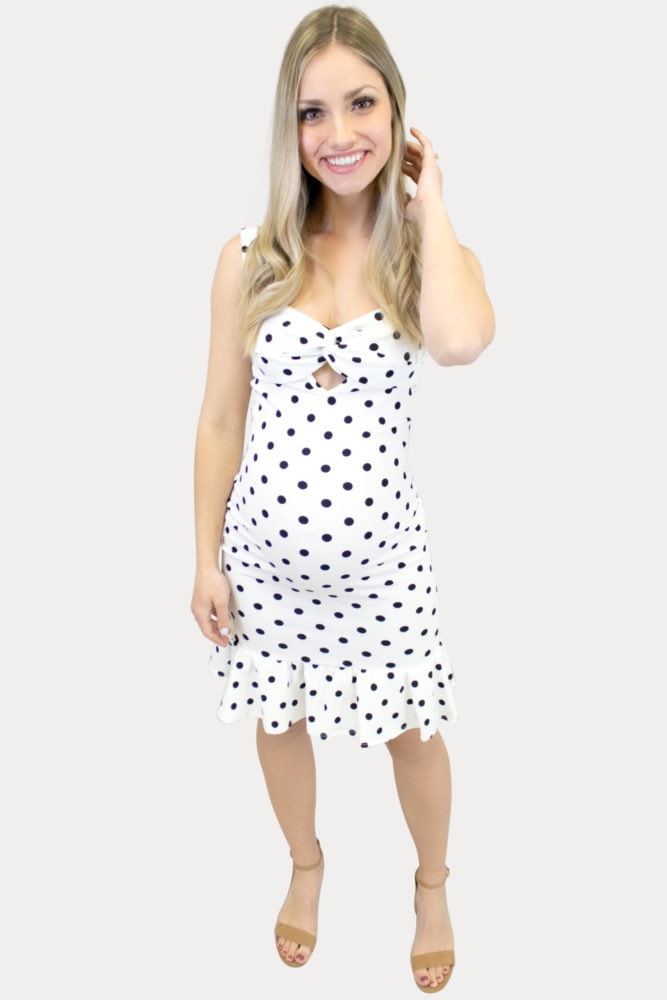 Cutout Polka Dot Ruffle Dress