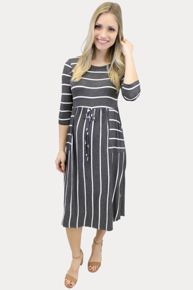 thin stripe maternity dress