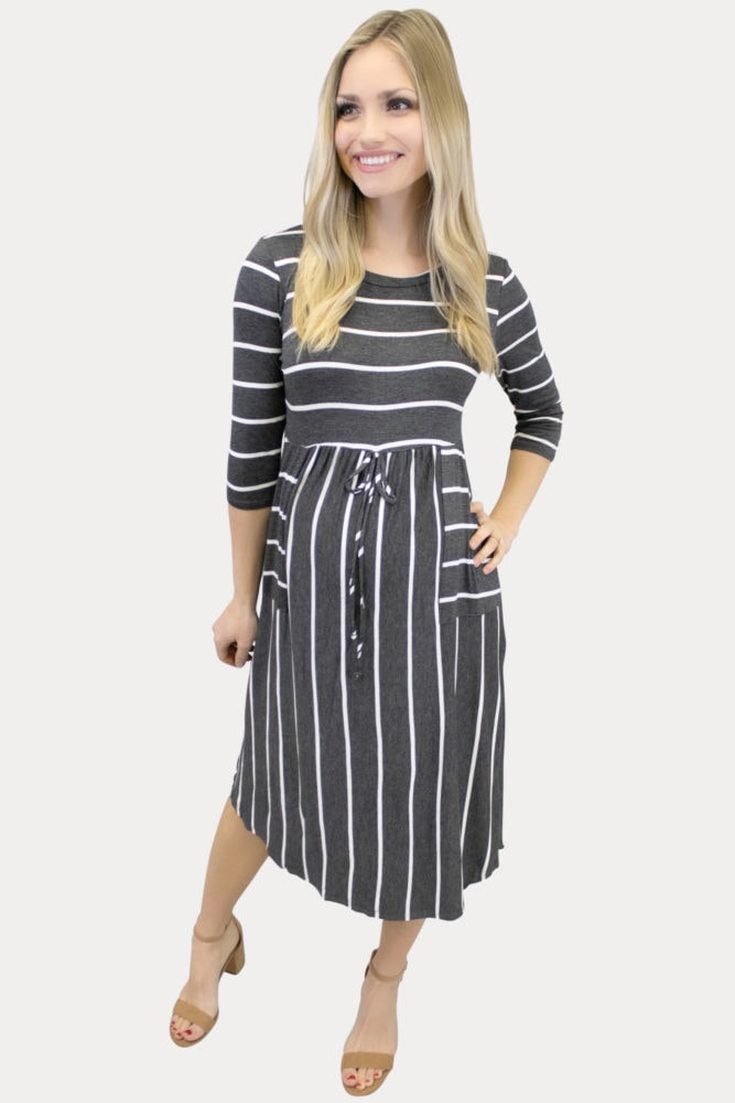 thin stripe maternity dress