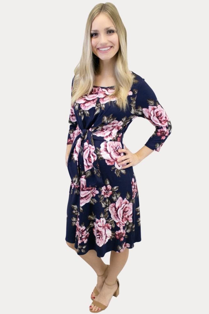tie front floral maternity dress