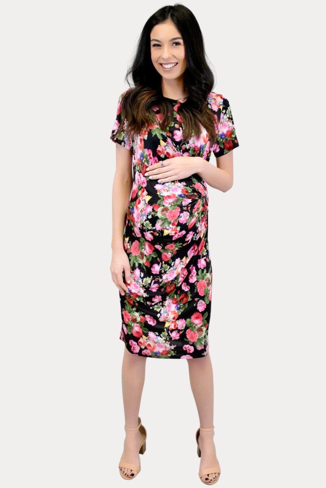 floral black maternity dress
