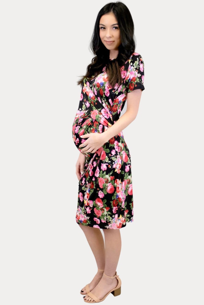 floral black maternity dress
