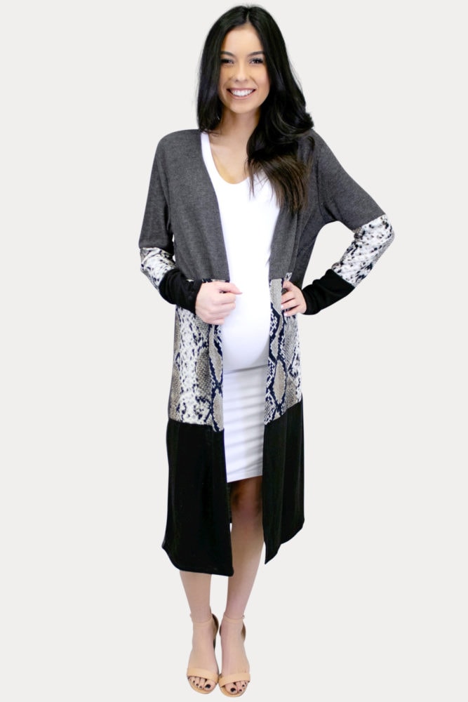 snake print maternity kimono