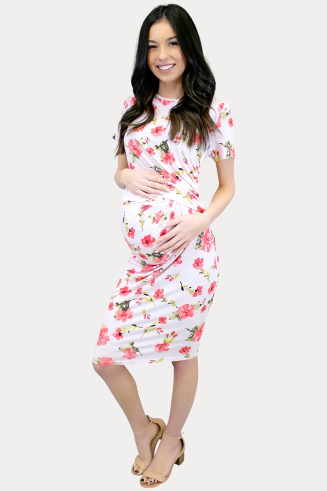 floral blush maternity dress